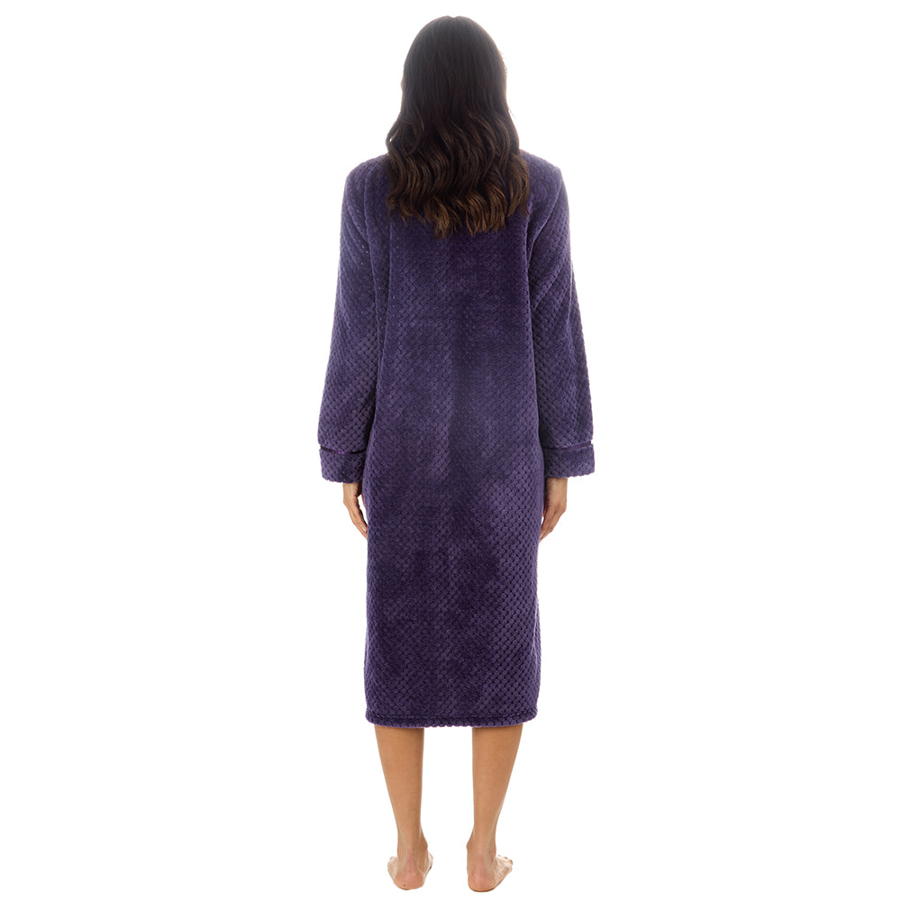 Ladies Full Zip Waffle Purple Dressing Gown