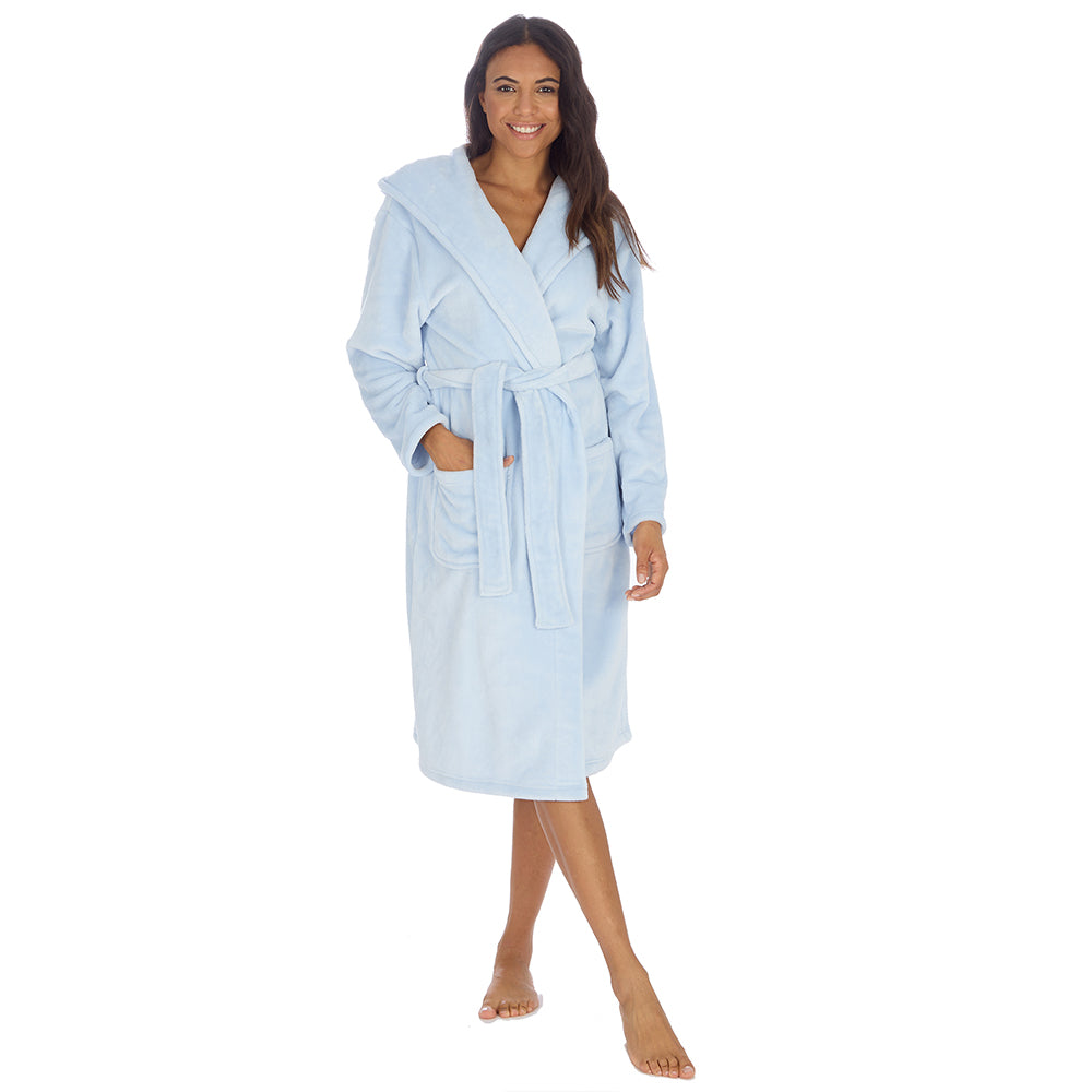 Ladies Baby Blue Hooded Dressing Gown