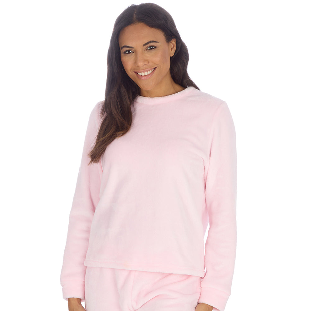 Ladies Baby Pink Fleece Pyjama Set