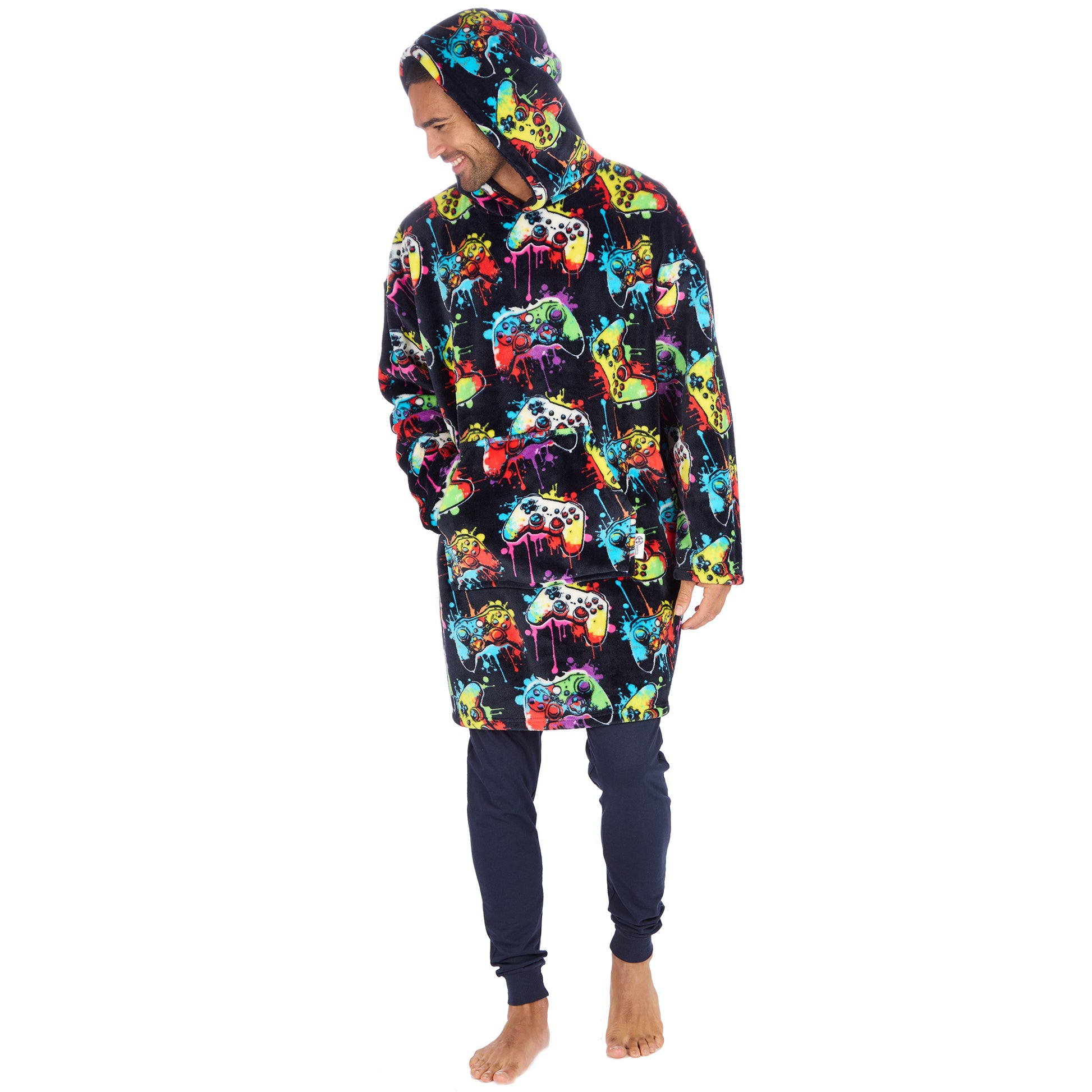 Mens Navy Gamer Blanket Hoodie