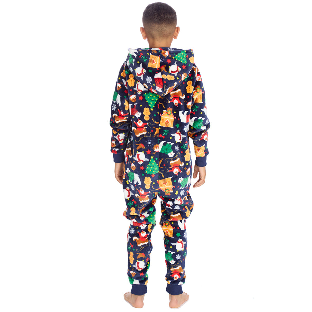 Kids Navy Christmas Onesie
