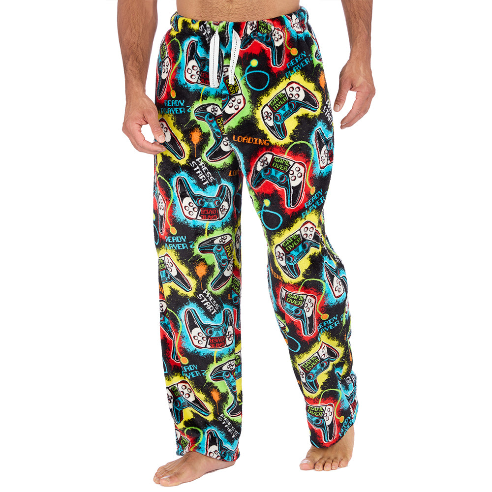 Mens Black Gamer Fleece Pyjama Bottoms