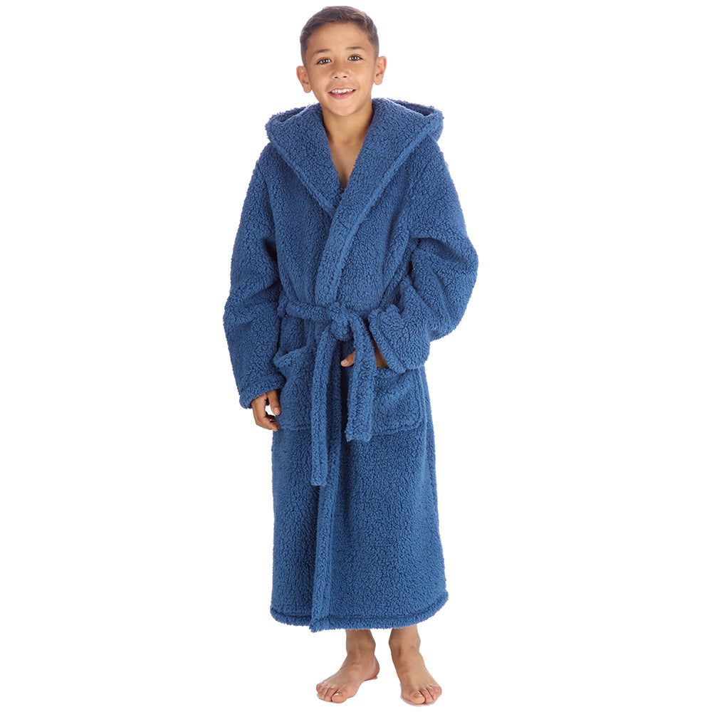 Boys Blue Teddy Fleece Dressing Gown