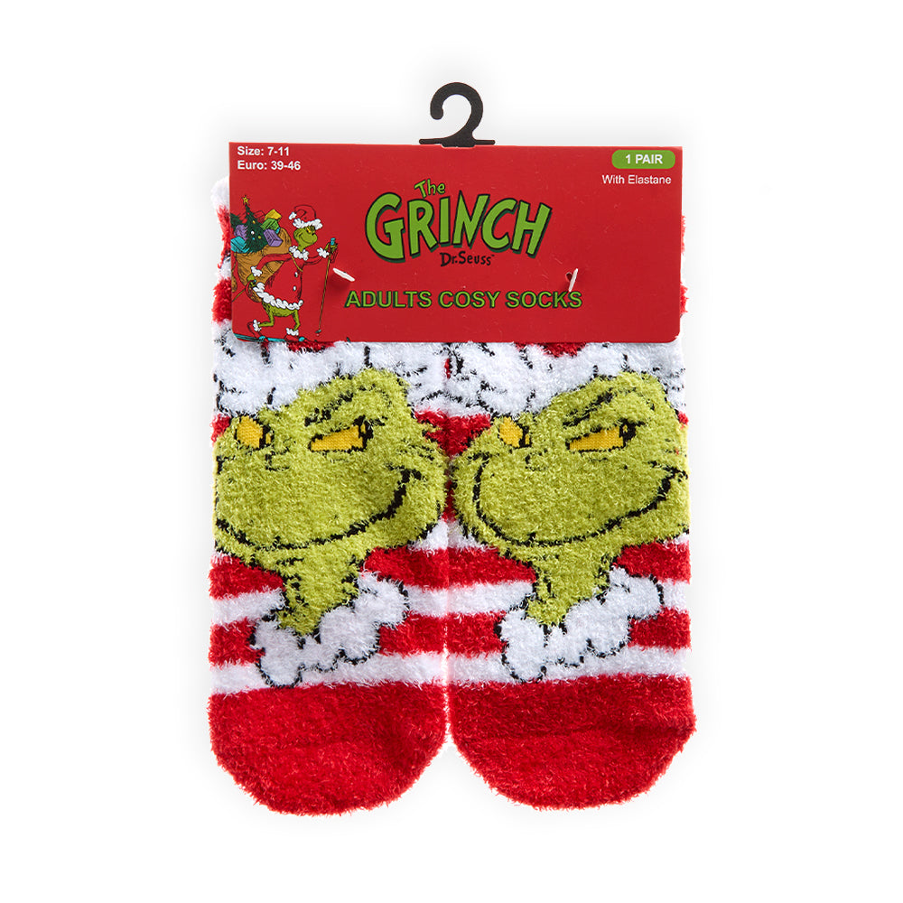 Mens Red Santa Grinch Fluffy Socks