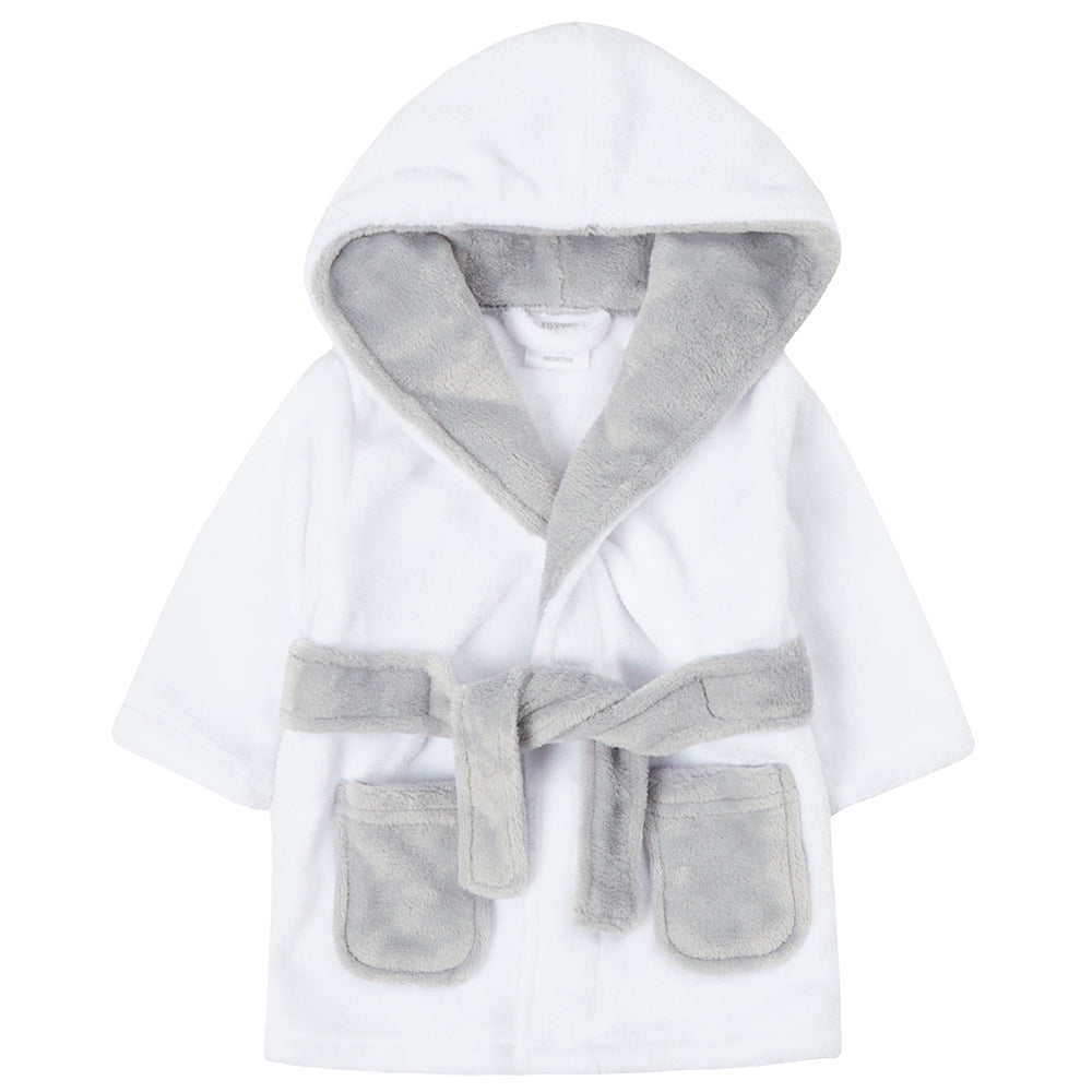Baby White Contrast Dressing Gown