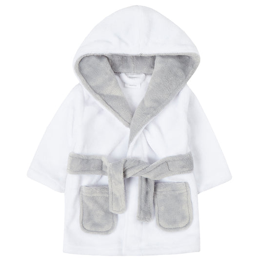 Baby White Contrast Dressing Gown