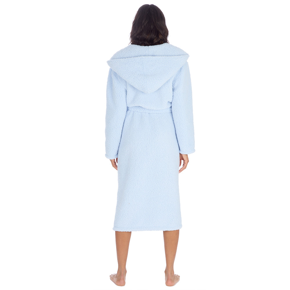 Ladies Baby Blue Teddy Fleece Dressing Gown