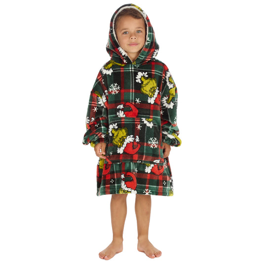 Infant Boys Grinch Check Blanket Hoodie