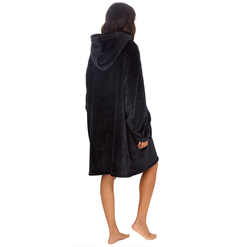 Ladies Shimmer Black Blanket Hoodie