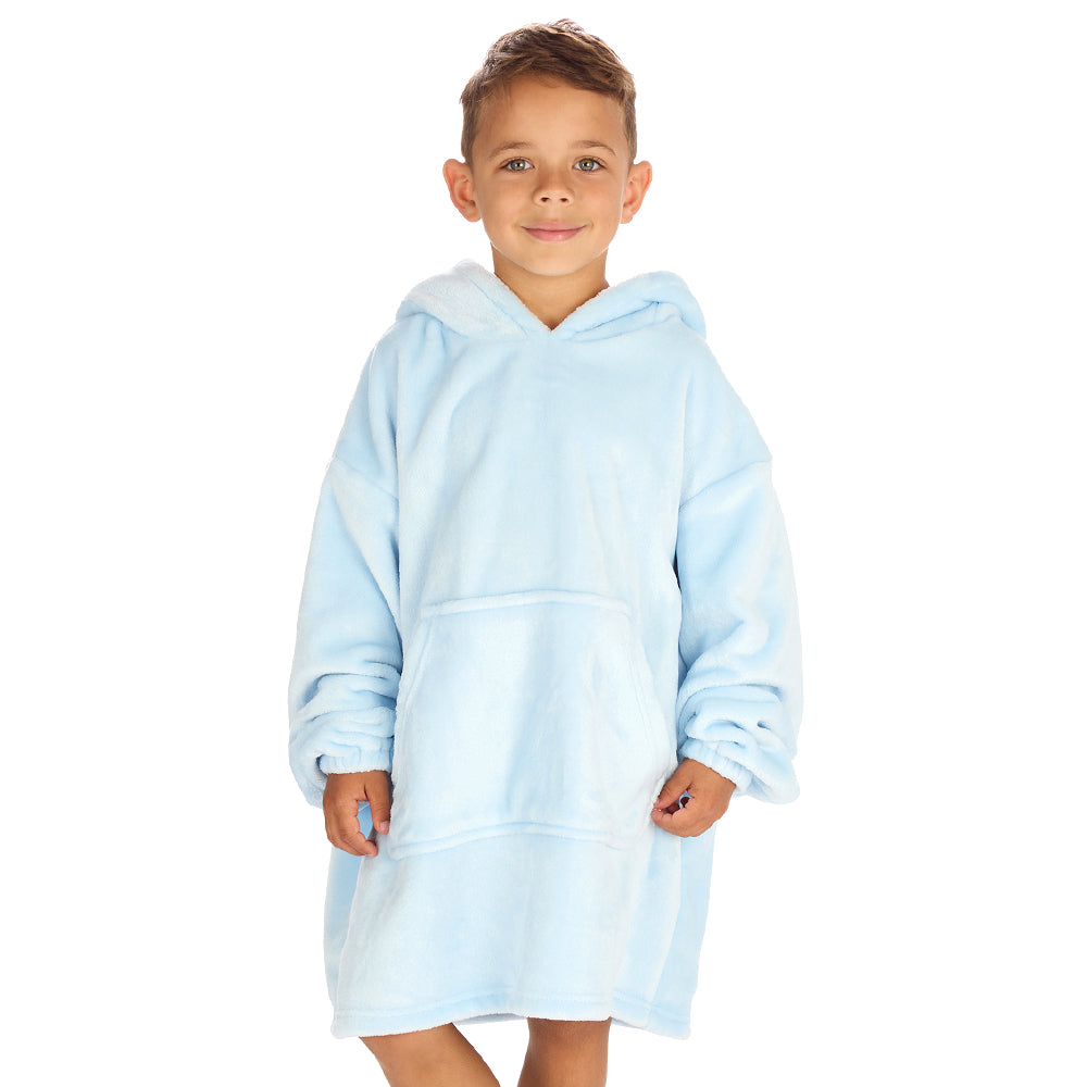 Infant Kids Bear Ears Sky Blue Blanket Hoodie