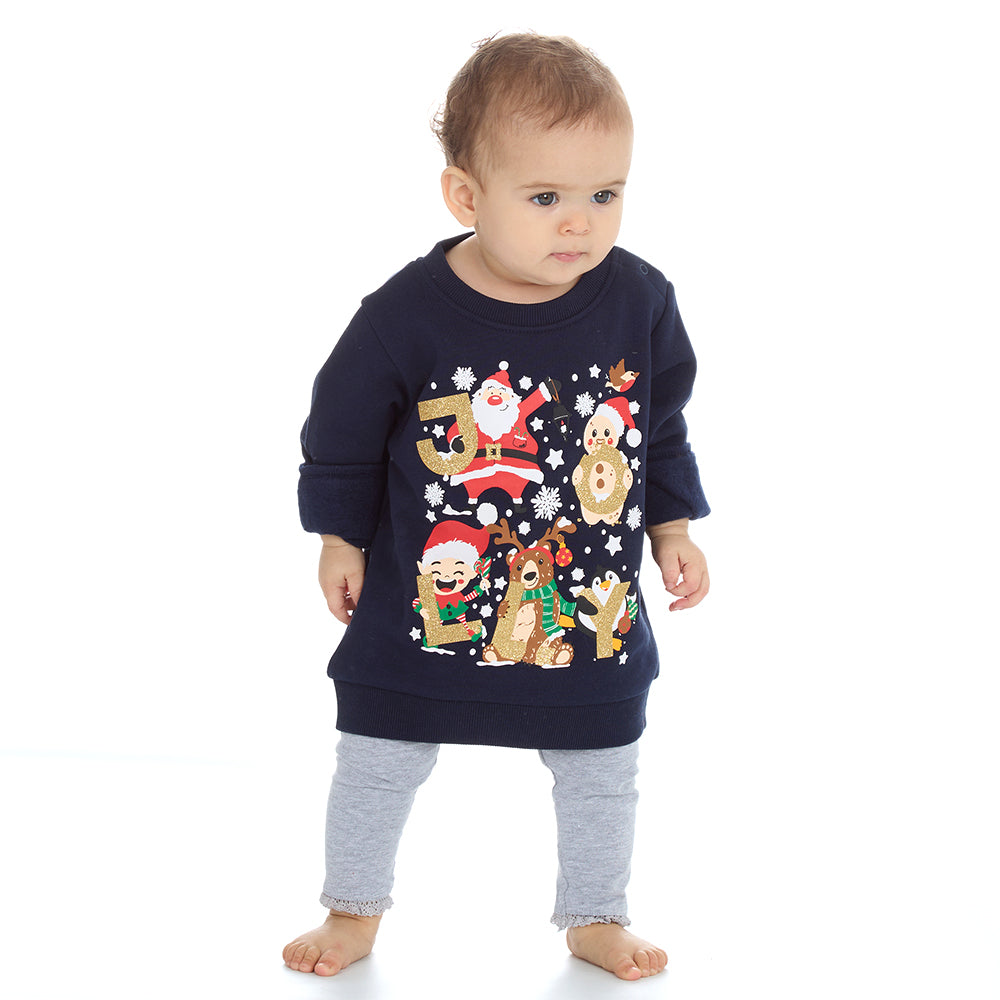 Baby Navy Christmas Cotton Sweatshirt