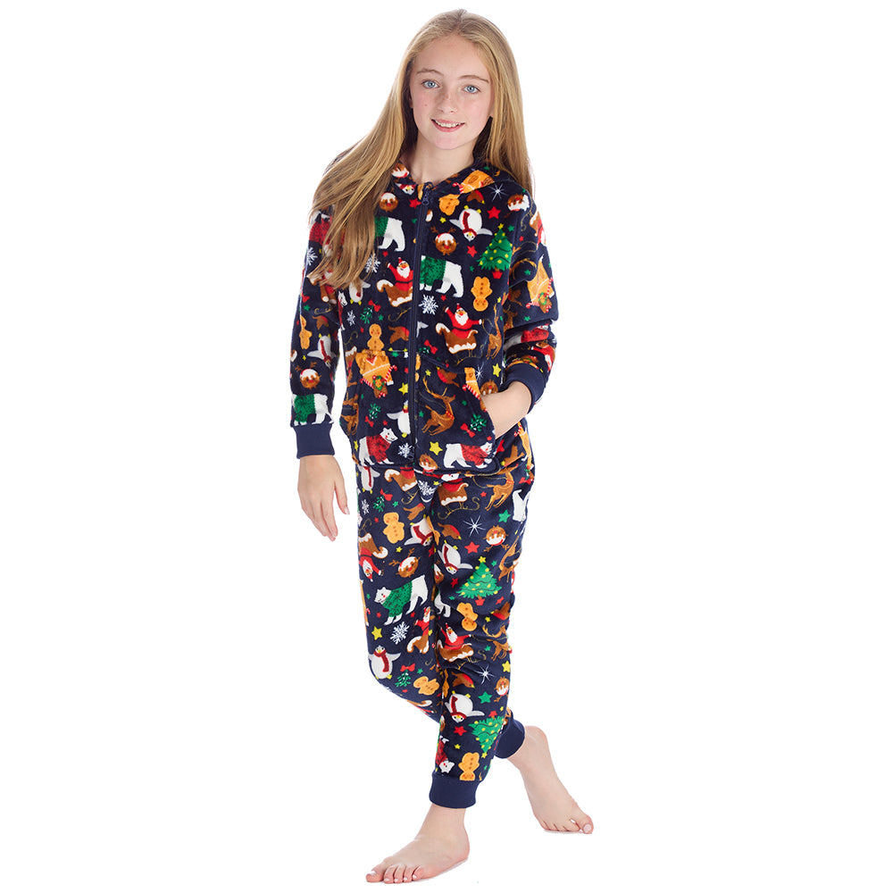 Kids Navy Christmas Onesie