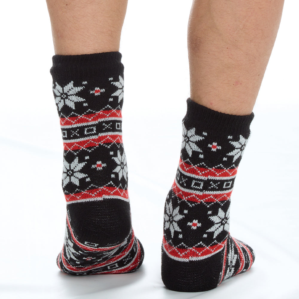 Mens Fair Isle Black Slipper Socks