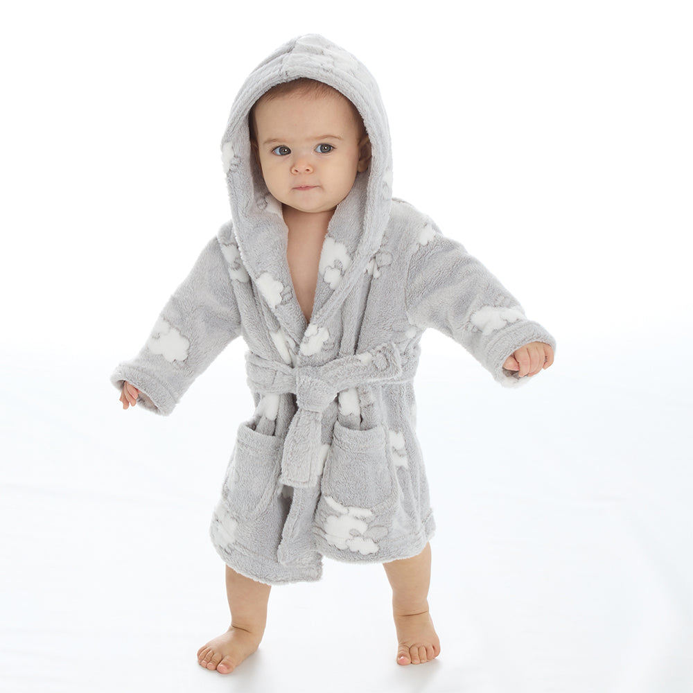 Newborn Baby Grey Lamb Dressing Gown