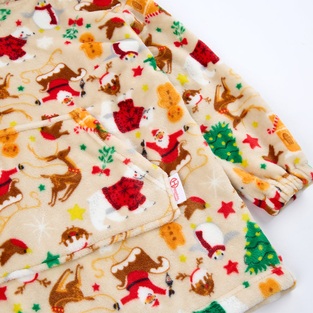 Infant Kids Beige Christmas Fleece Blanket Hoodie