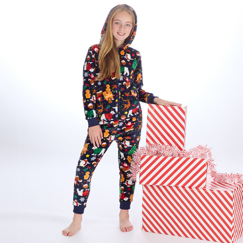Kids Navy Christmas Onesie