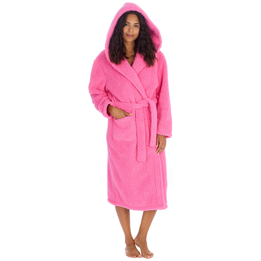 Ladies Bubblegum Teddy Fleece Dressing Gown