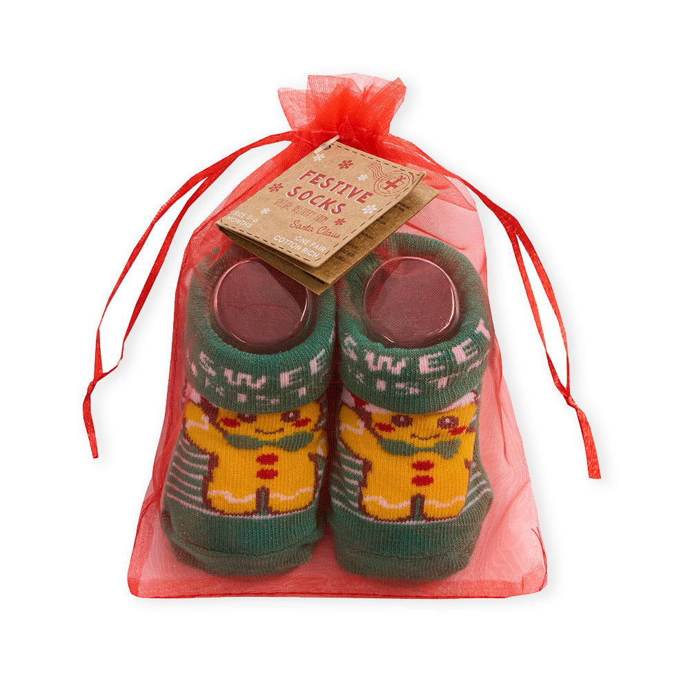Baby Christmas Cookie Socks in Gift Bag
