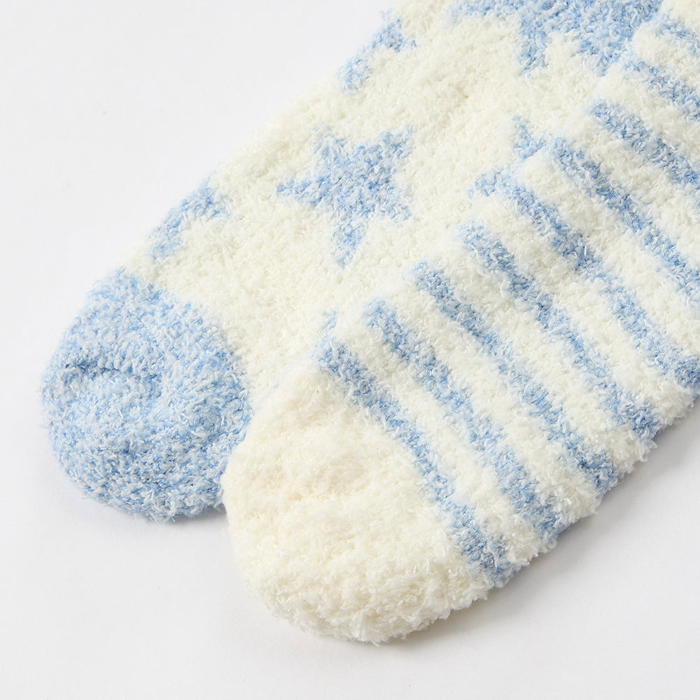 Ladies 2 Pairs Blue Stars Trainer Cosy Socks