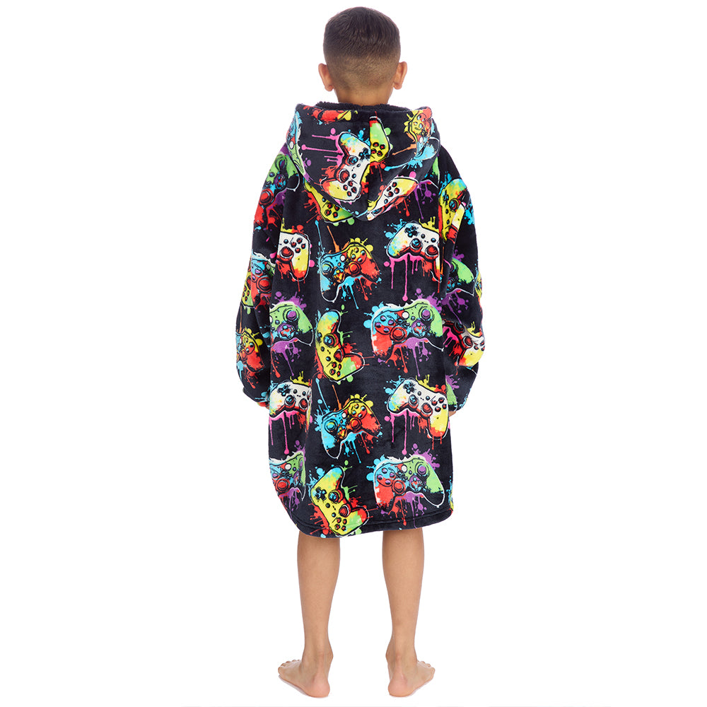 Boys Navy Gamer Blanket Hoodie 