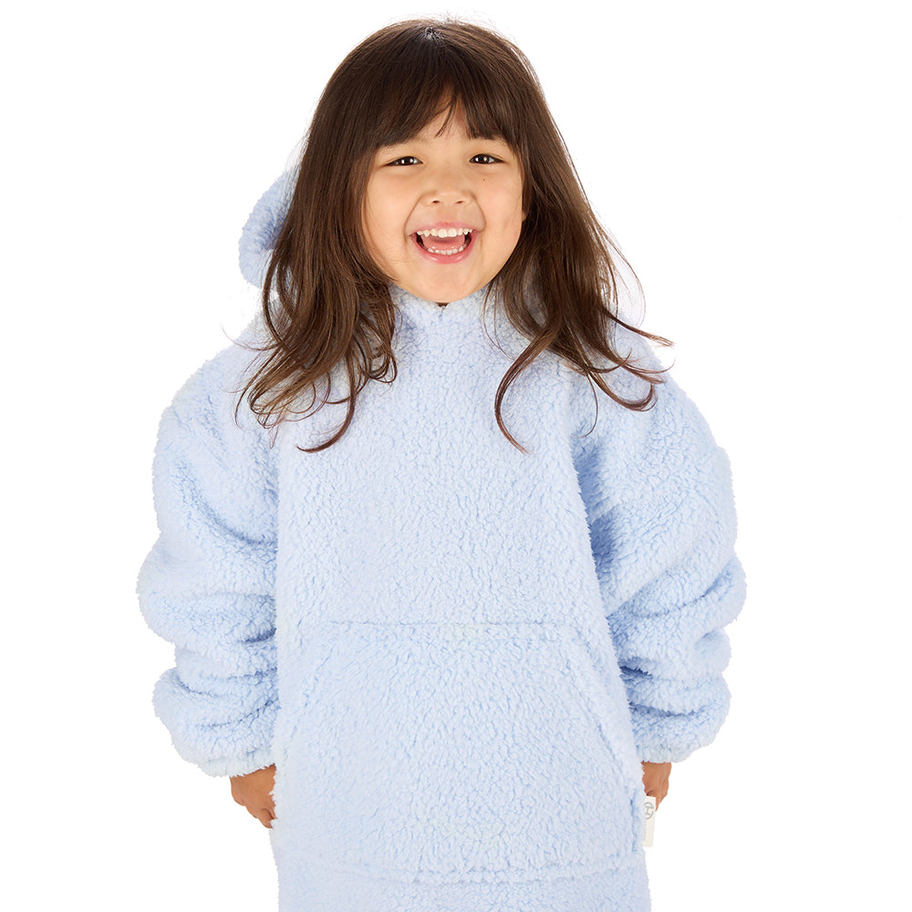 Infant Girls Baby Blue Teddy Fleece Blanket Hoodie