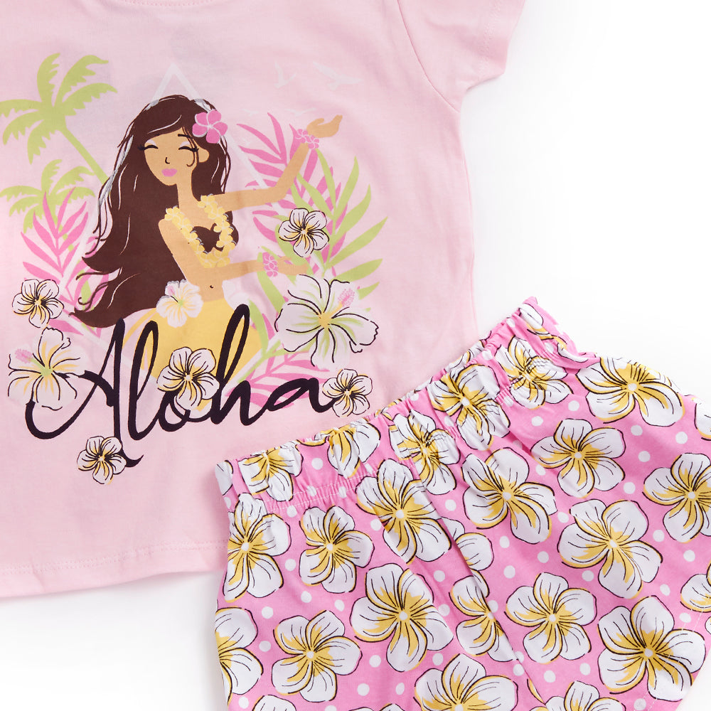 Girls Aloha Floral Short Pyjama Set