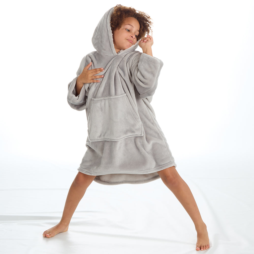 Girls Plain Grey Blanket Hoodie
