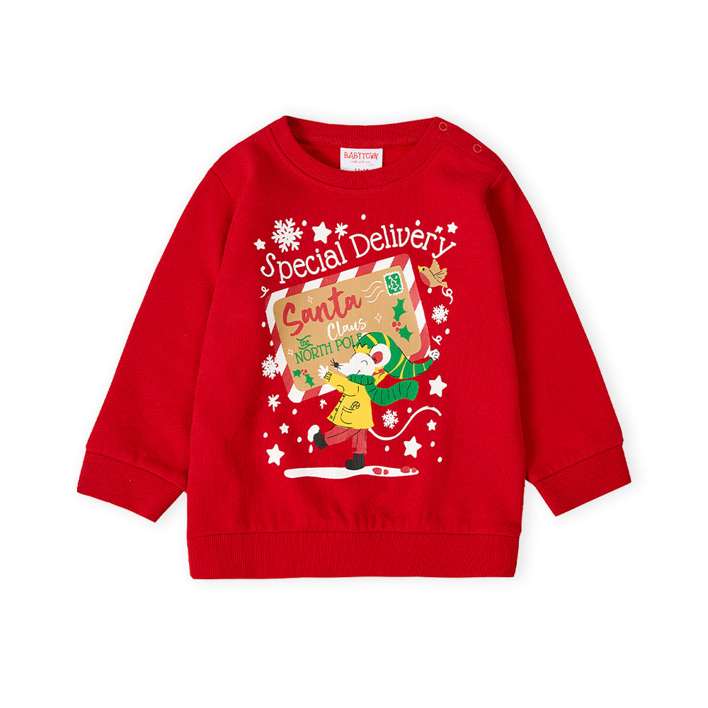 Baby Red Christmas Cotton Sweatshirt