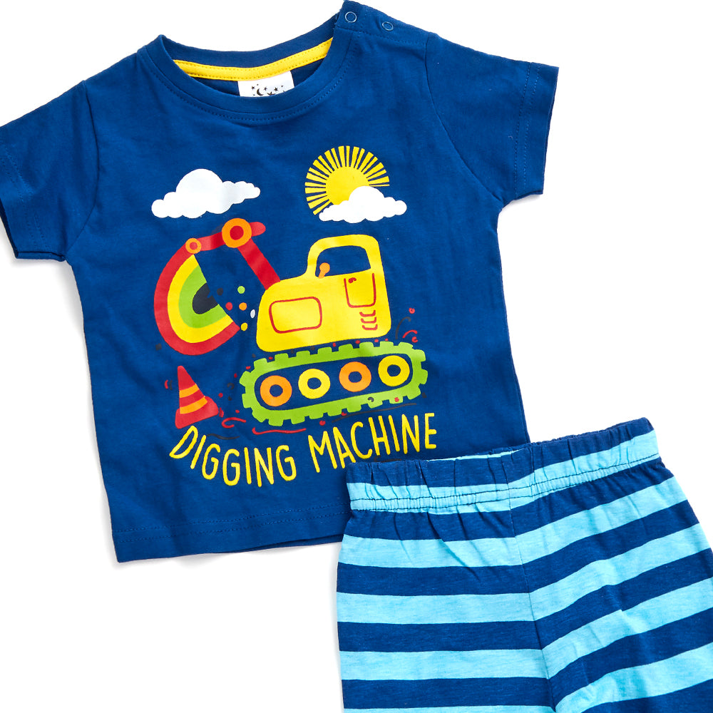 Baby Boys Digger Short Pyjama Set