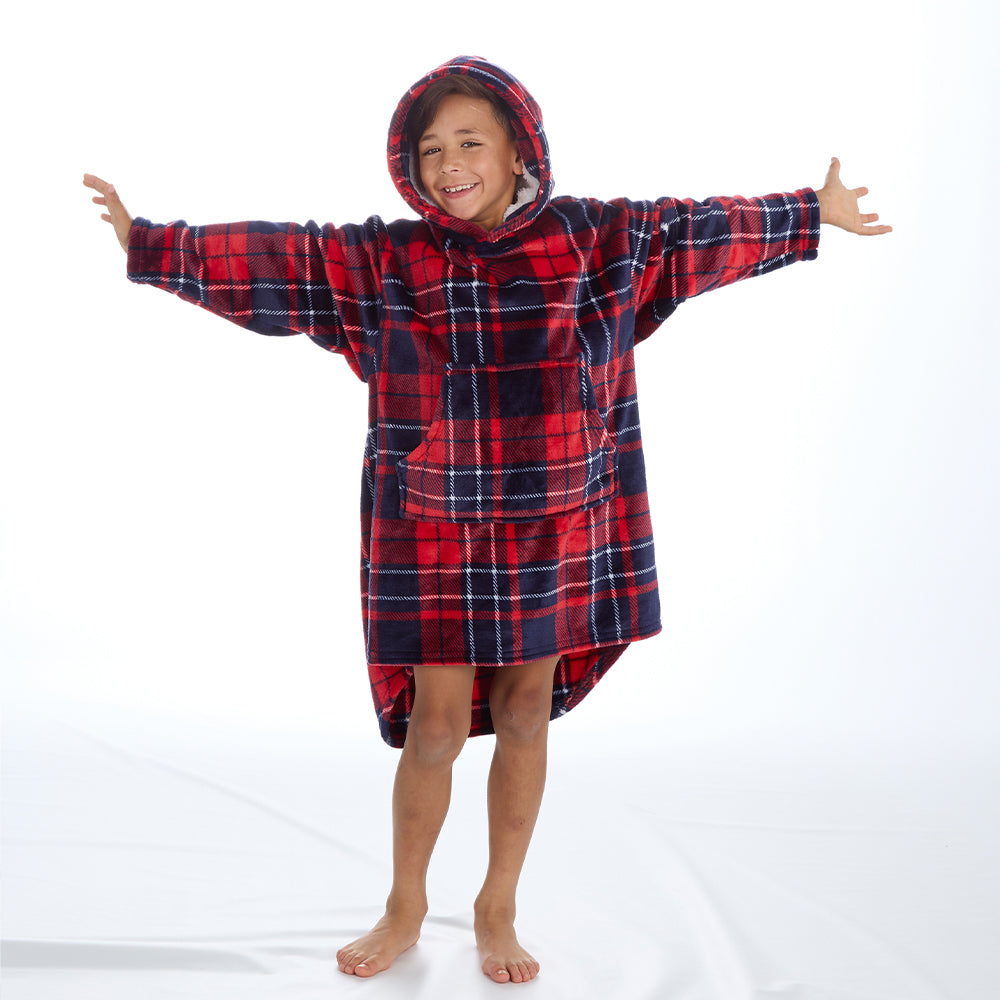 Boys Tartan Check Blanket Hoodie