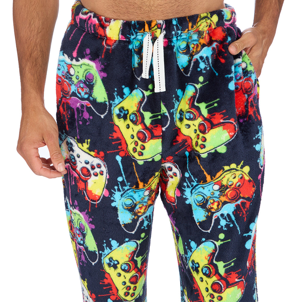 Mens Navy Gamer Fleece Pyjama Set