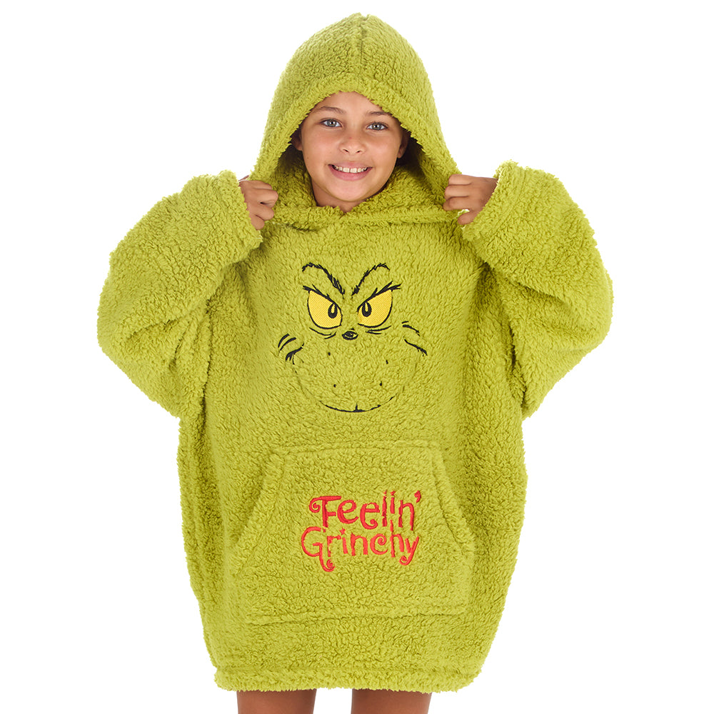 Girls Grinch Sherpa Blanket Hoodie