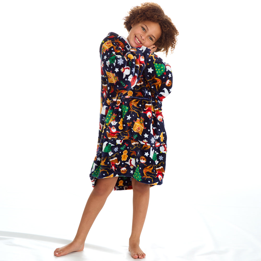 Girls Christmas Blanket Hoodie