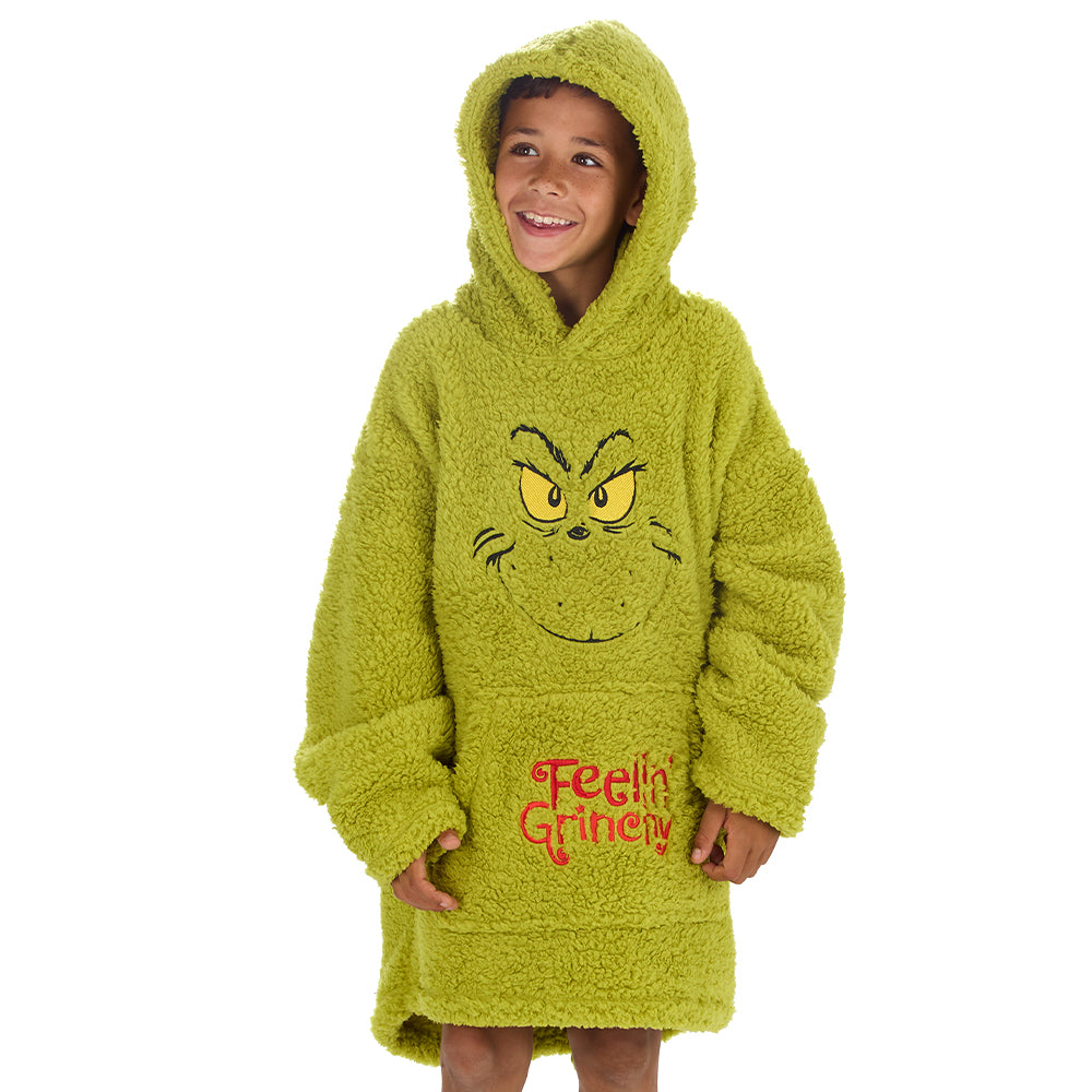 Boys Grinch Sherpa Blanket Hoodie