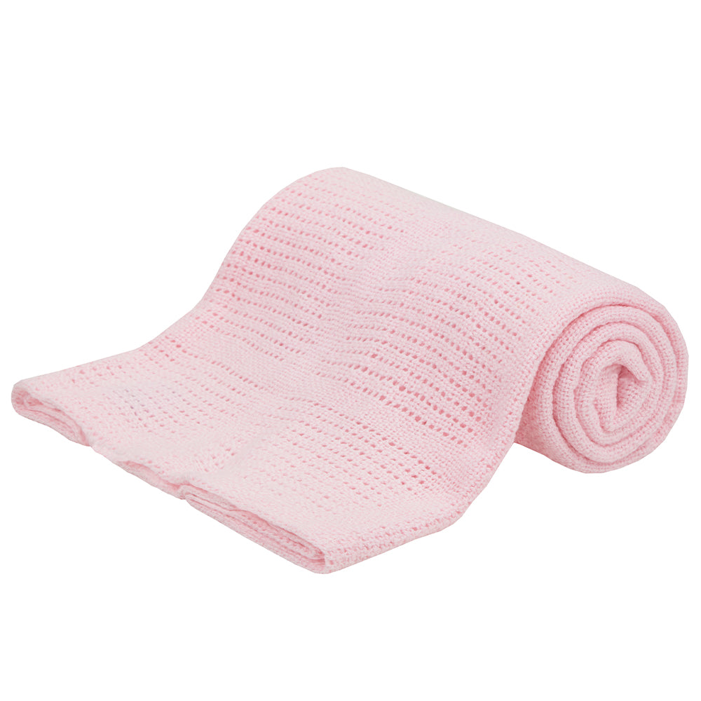 Baby Pink Cellular 100% Cotton Blanket