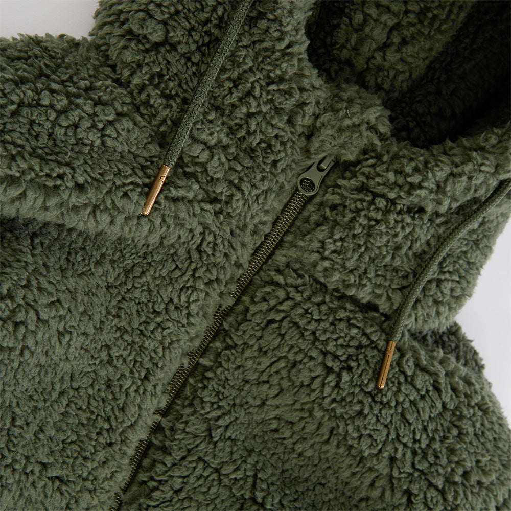 Boys Olive Teddy Fleece Onesie