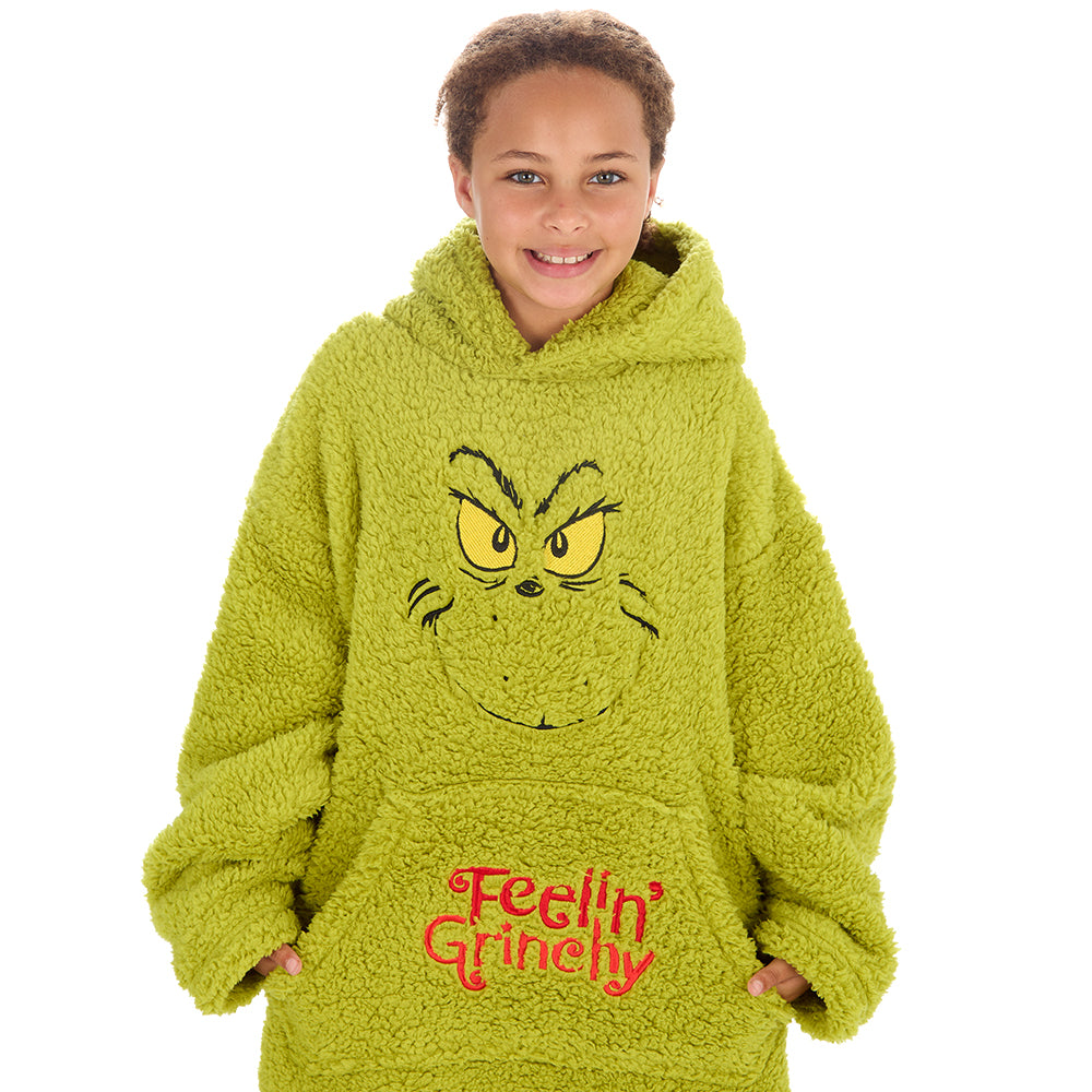 Girls Grinch Sherpa Blanket Hoodie