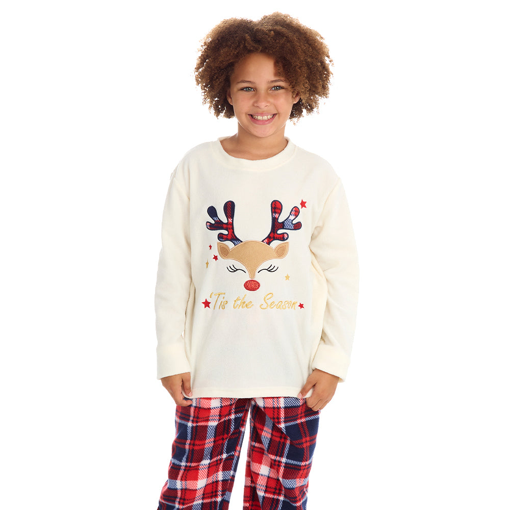 Girls Reindeer Microfleece Pyjama Set