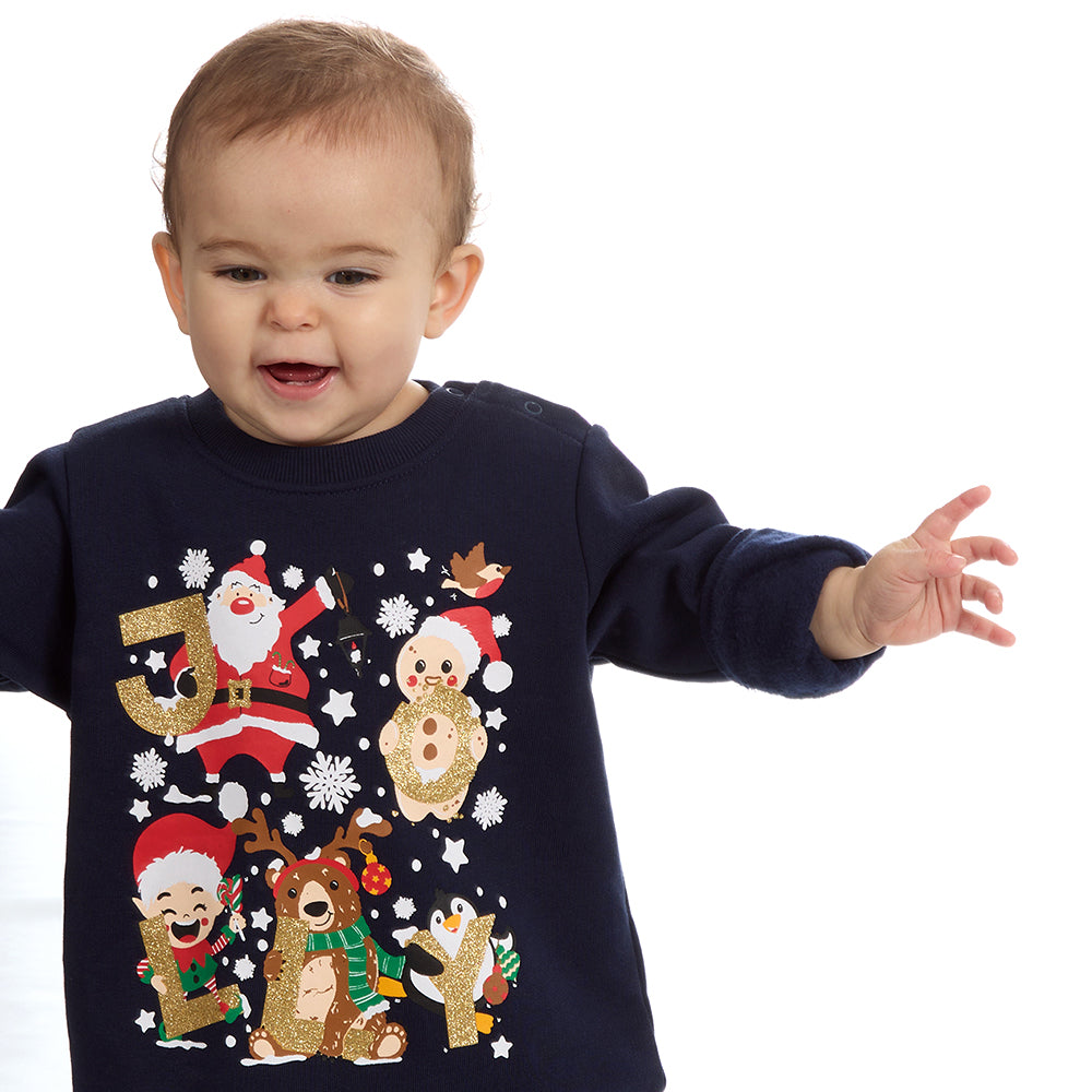 Baby Navy Christmas Cotton Sweatshirt