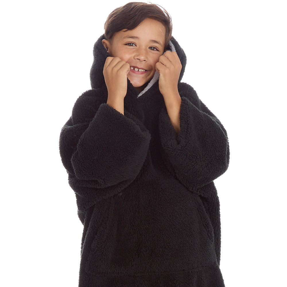Boys Snuggle Black Blanket Hoodie