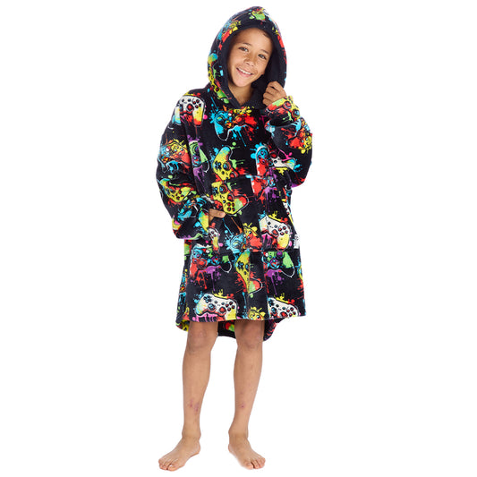 Boys Navy Gamer Blanket Hoodie 