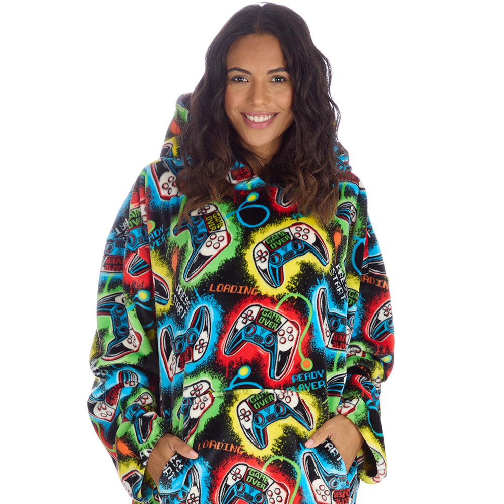 Ladies Black Gamer Blanket Hoodie