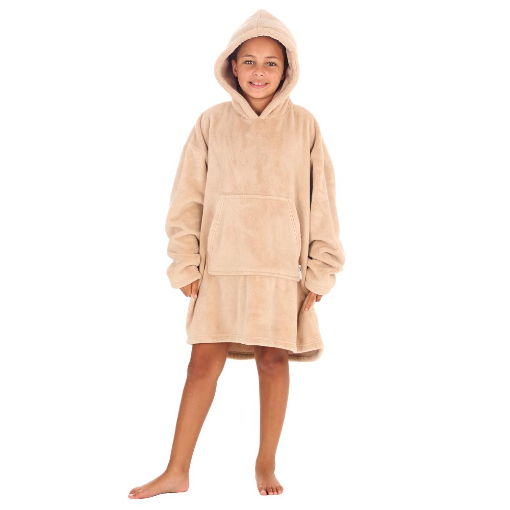 Girls Toffee Coral Fleece Blanket Hoodie