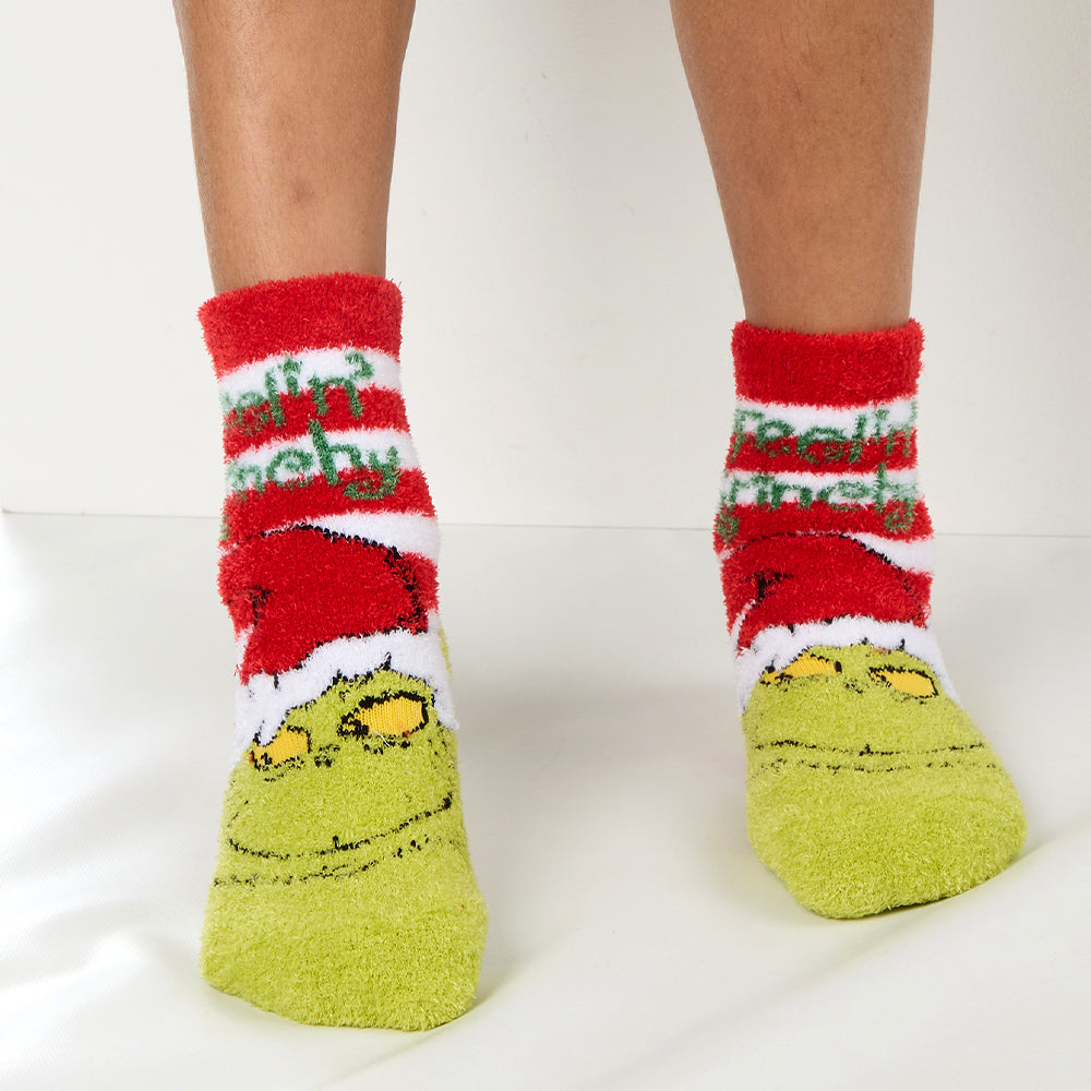 Kids Santa Grinch Fluffy Socks