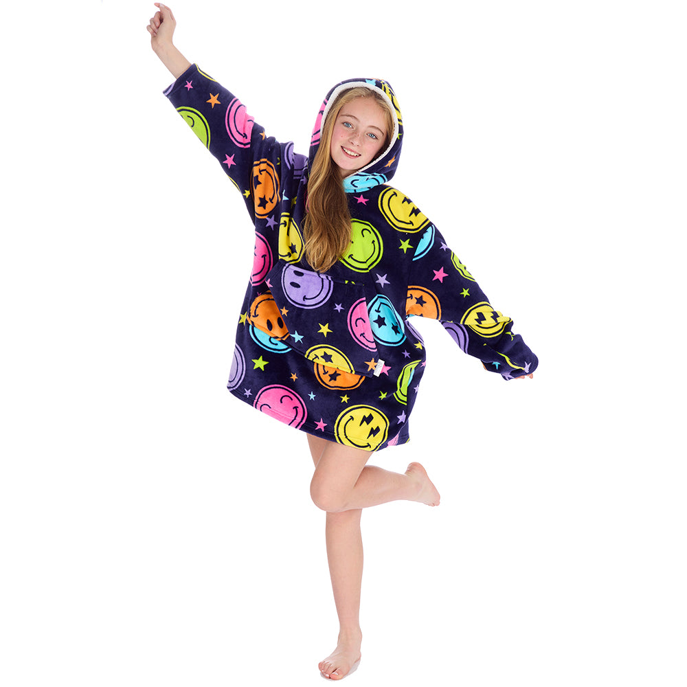 Girls Smiley Blanket Hoodie