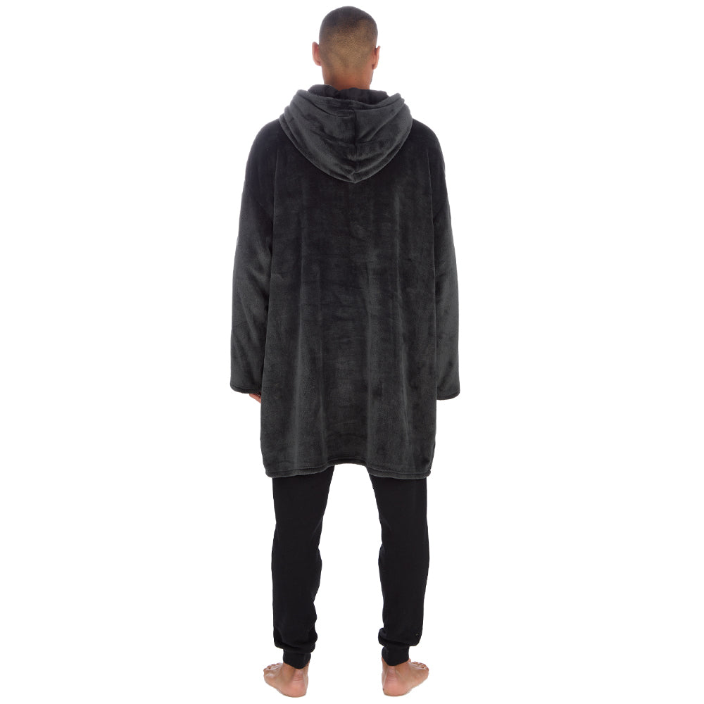 Mens Charcoal Plain Blanket Hoodie