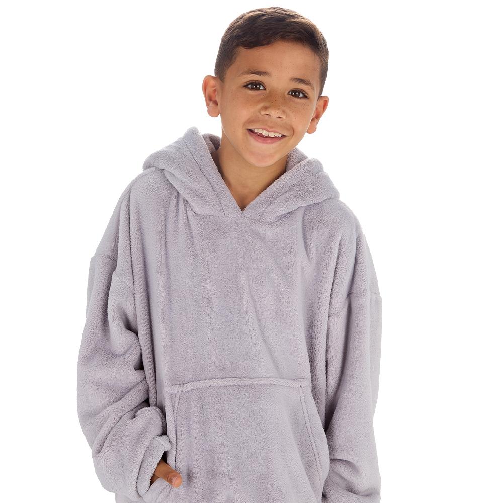 Boys Silver Coral Fleece Blanket Hoodie