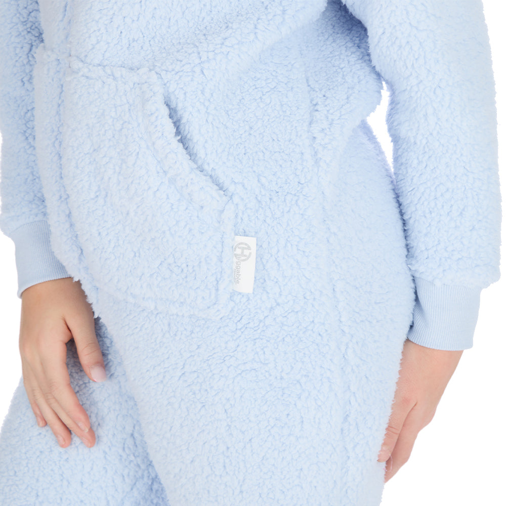 Girls Baby Blue Teddy Fleece Onesie