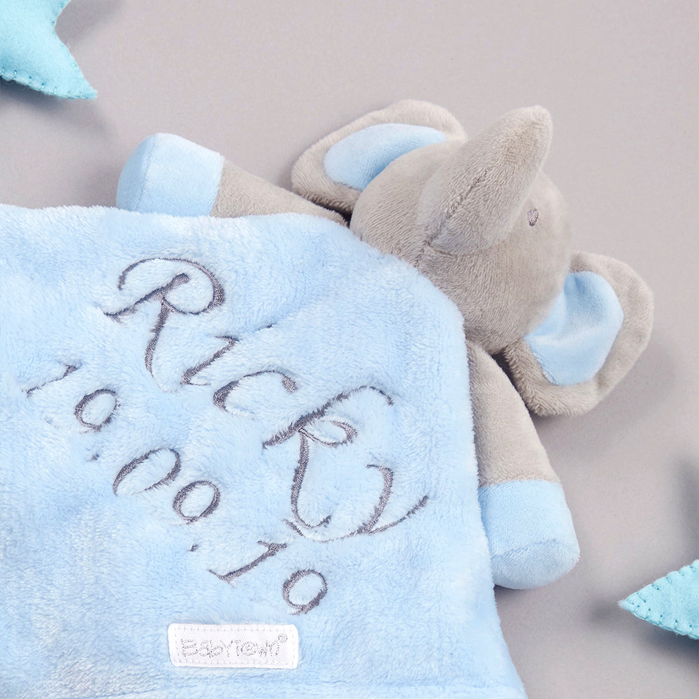 Personalised Baby Blue Elephant Comforter