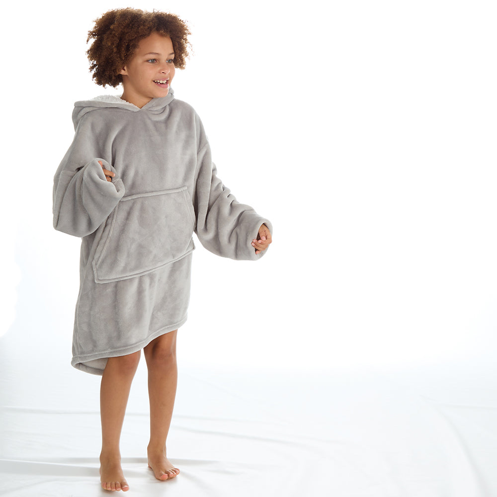 Girls Plain Grey Blanket Hoodie